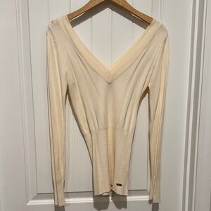 Guess Cream Off-the-Shoulder Sweater